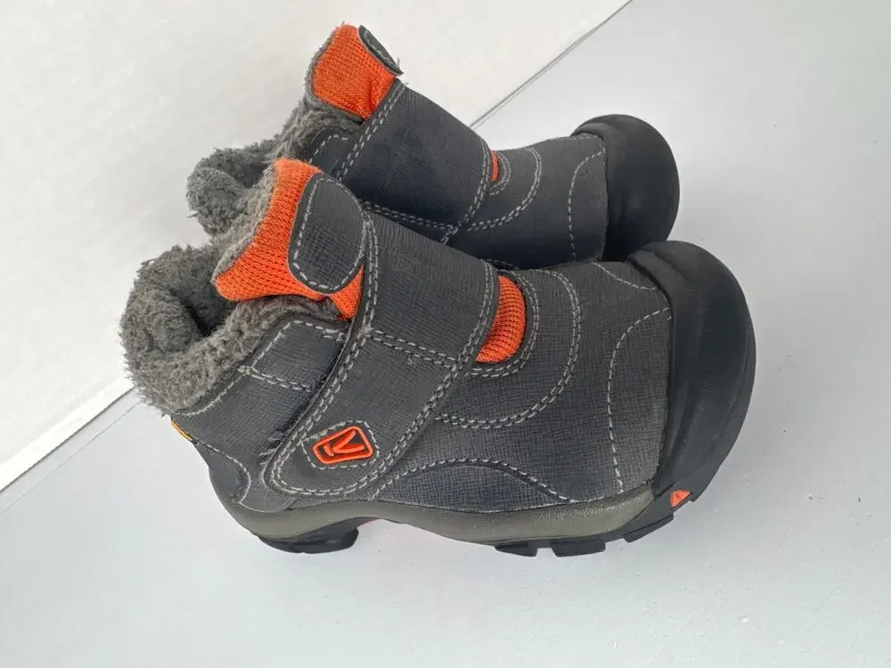 KEEN kootenay kids toddlers mid waterproof gray and orange size 9